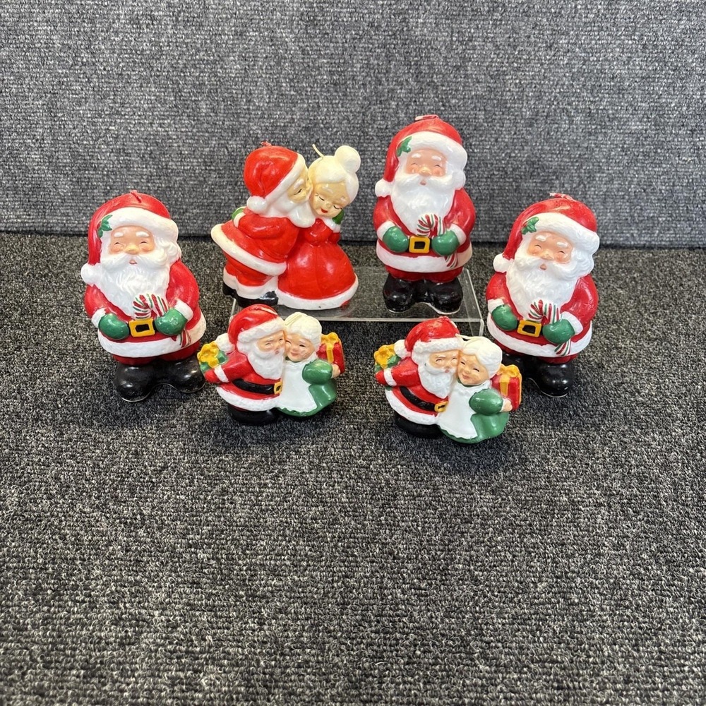 Vtg~Lot of 6~Avon Santa Claus/Mr & Mrs Claus Decorative Candles